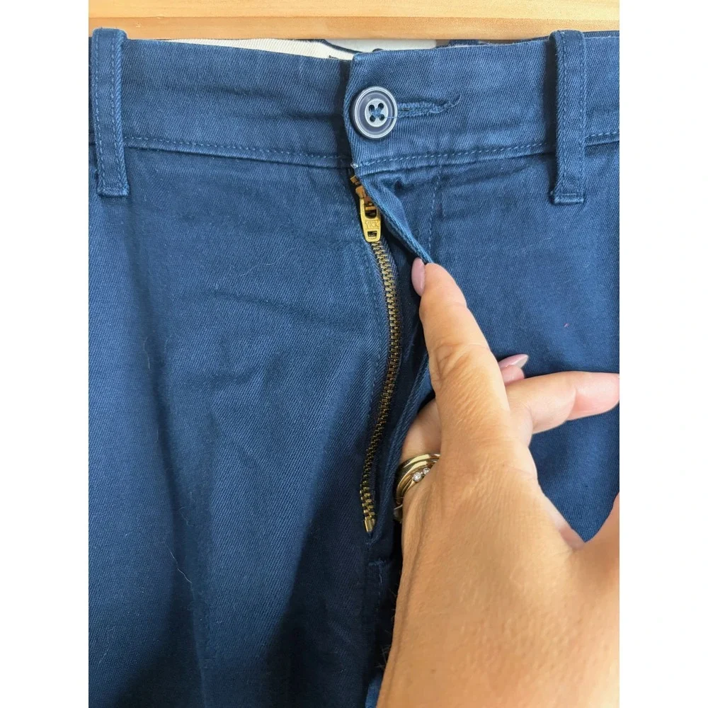 J Crew Re-Imagined Navy Blue Stretch Cotton Chino Pants Mens 35x33 Slim Straight